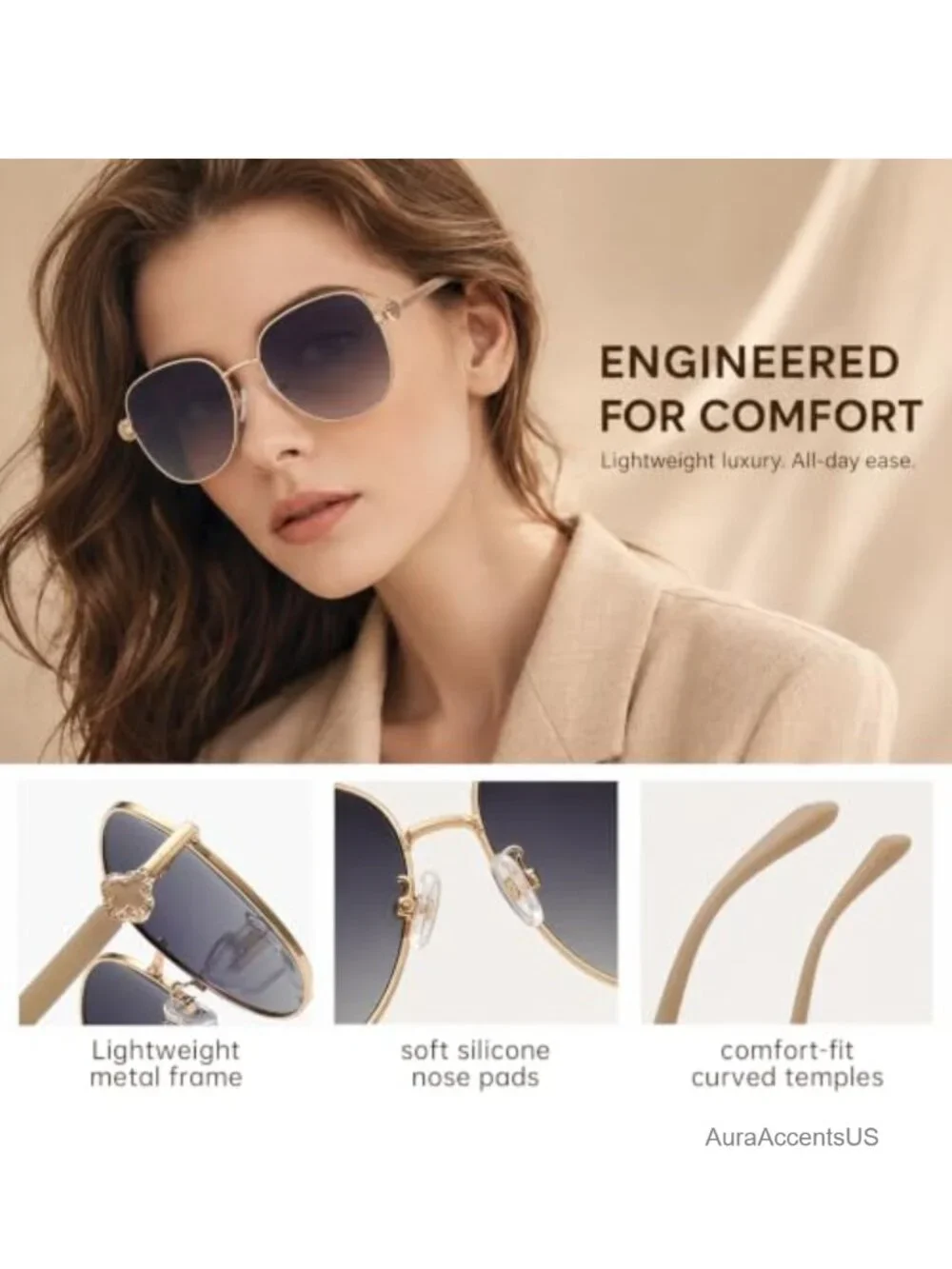 Polarized UV400 Oversized Round Metal Sunglasses for Driving